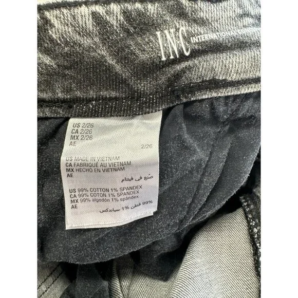 INC Exotic Escape Black Acid Wash Women's Denim Shorts Size 2/26